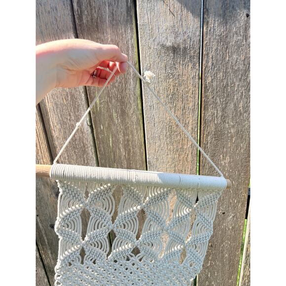 Handmade Boho Macrame Wall Hanging Tapestry Cream Cotton Woven Decor - Picture 5 of 5
